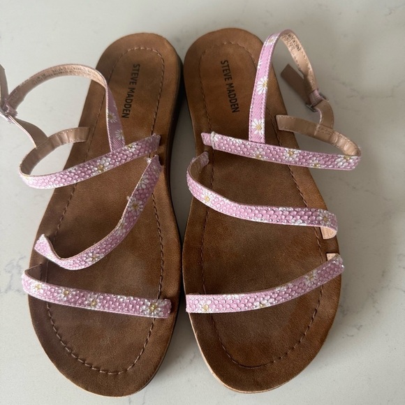 Steve Madden Other - New Steve Madden Girls Jplum Daisy Rhinestone Strappy Sandals Size: 5